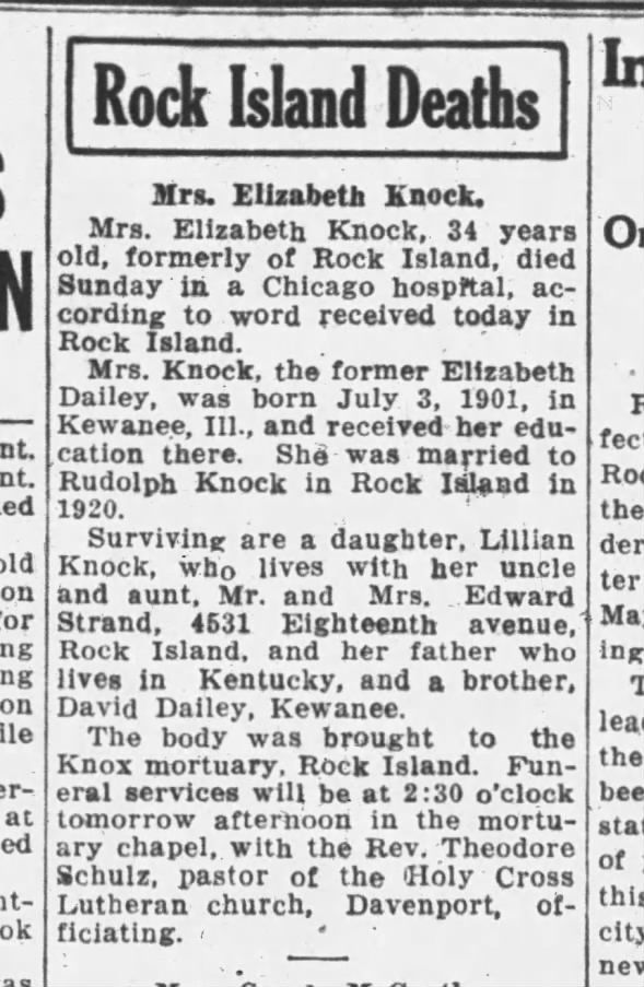 Clipping from The Rock Island Argus